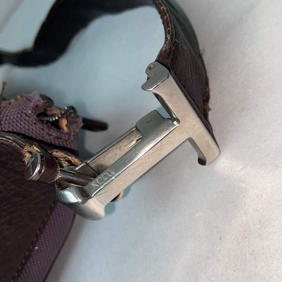 Tod’s leather and fabric purse bag - pockets and chrome hardware “T” - Picture 3 of 13